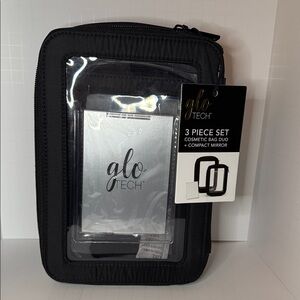 GLO Tech Black Cosmetic Bag Set with Mirror